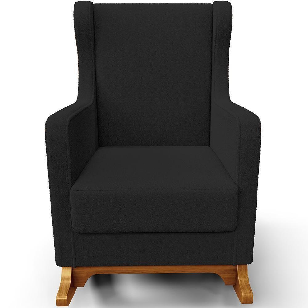 Poltrona De Amamentação Com Balanço Mavie L02 Bouclê Preto - Lyam Decor - 3