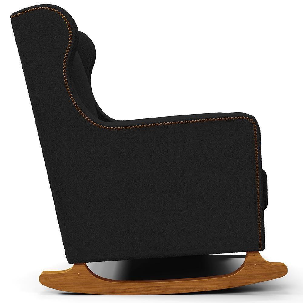 Poltrona De Amamentação Com Balanço Mavie L02 Bouclê Preto - Lyam Decor - 5