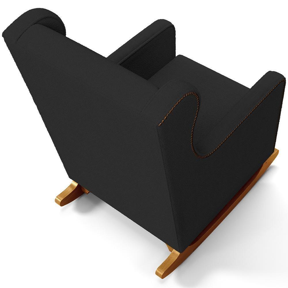 Poltrona De Amamentação Com Balanço Mavie L02 Bouclê Preto - Lyam Decor - 6