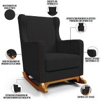 Poltrona De Amamentação Com Balanço Mavie L02 Bouclê Preto - Lyam Decor - 2