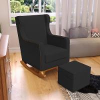 Poltrona De Amamentação Com Balanço Mavie L02 Bouclê Preto - Lyam Decor - 7