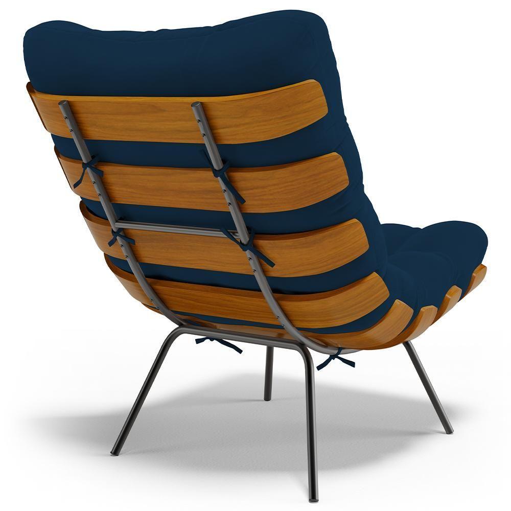 Poltrona Costela L02 Com Puff Suede Azul Marinho - Lyam Decor - 2