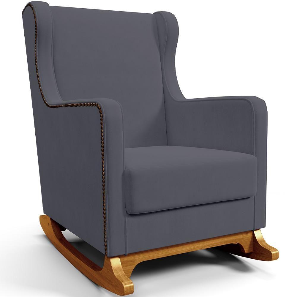 Poltrona De Amamentação Com Balanço Mavie L02 Suede Cinza - Lyam Decor - 1