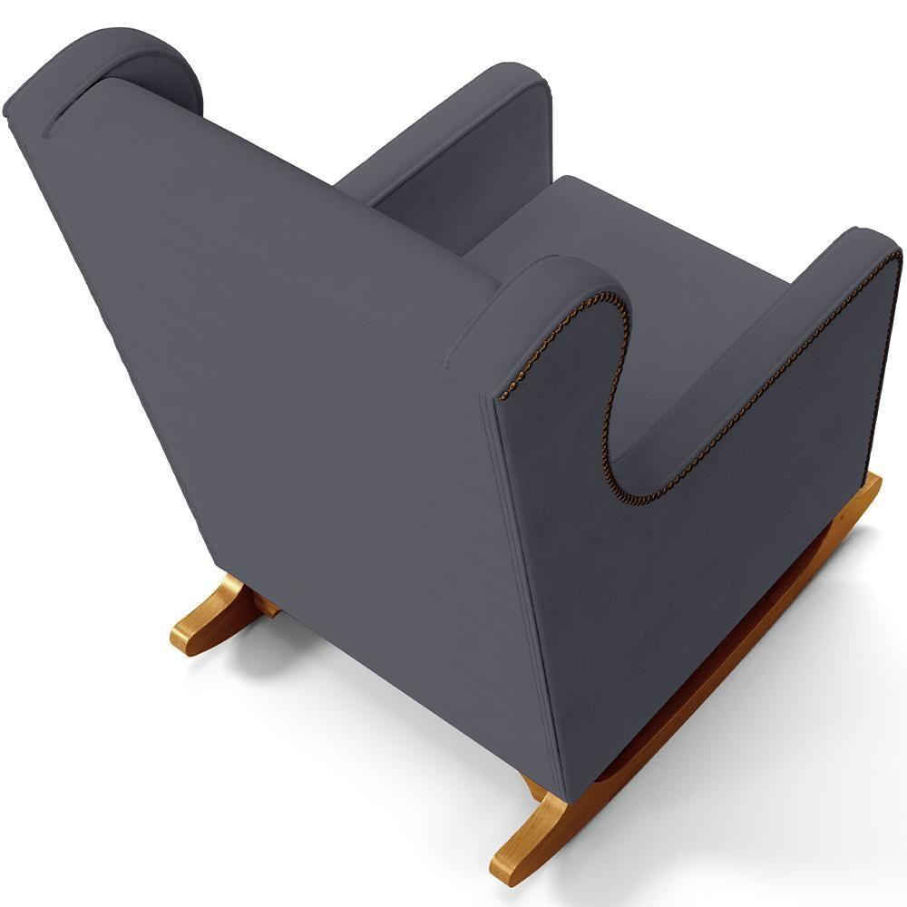 Poltrona De Amamentação Com Balanço Mavie L02 Suede Cinza - Lyam Decor - 4