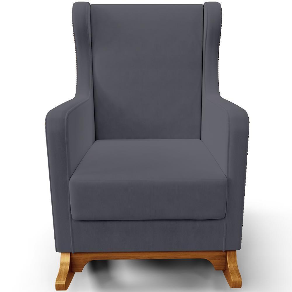 Poltrona De Amamentação Com Balanço Mavie L02 Suede Cinza - Lyam Decor - 5