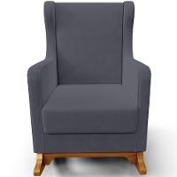 Poltrona De Amamentação Com Balanço Mavie L02 Suede Cinza - Lyam Decor - 5