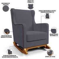 Poltrona De Amamentação Com Balanço Mavie L02 Suede Cinza - Lyam Decor - 7