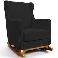 Poltrona De Amamentação Com Balanço Mavie L02 Suede Preto - Lyam Decor - 1