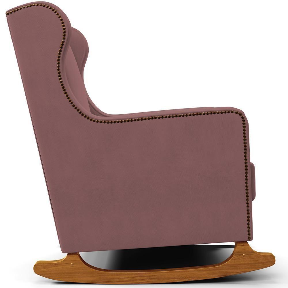 Poltrona De Amamentação Com Balanço Mavie L02 Suede Rosê - Lyam Decor - 4