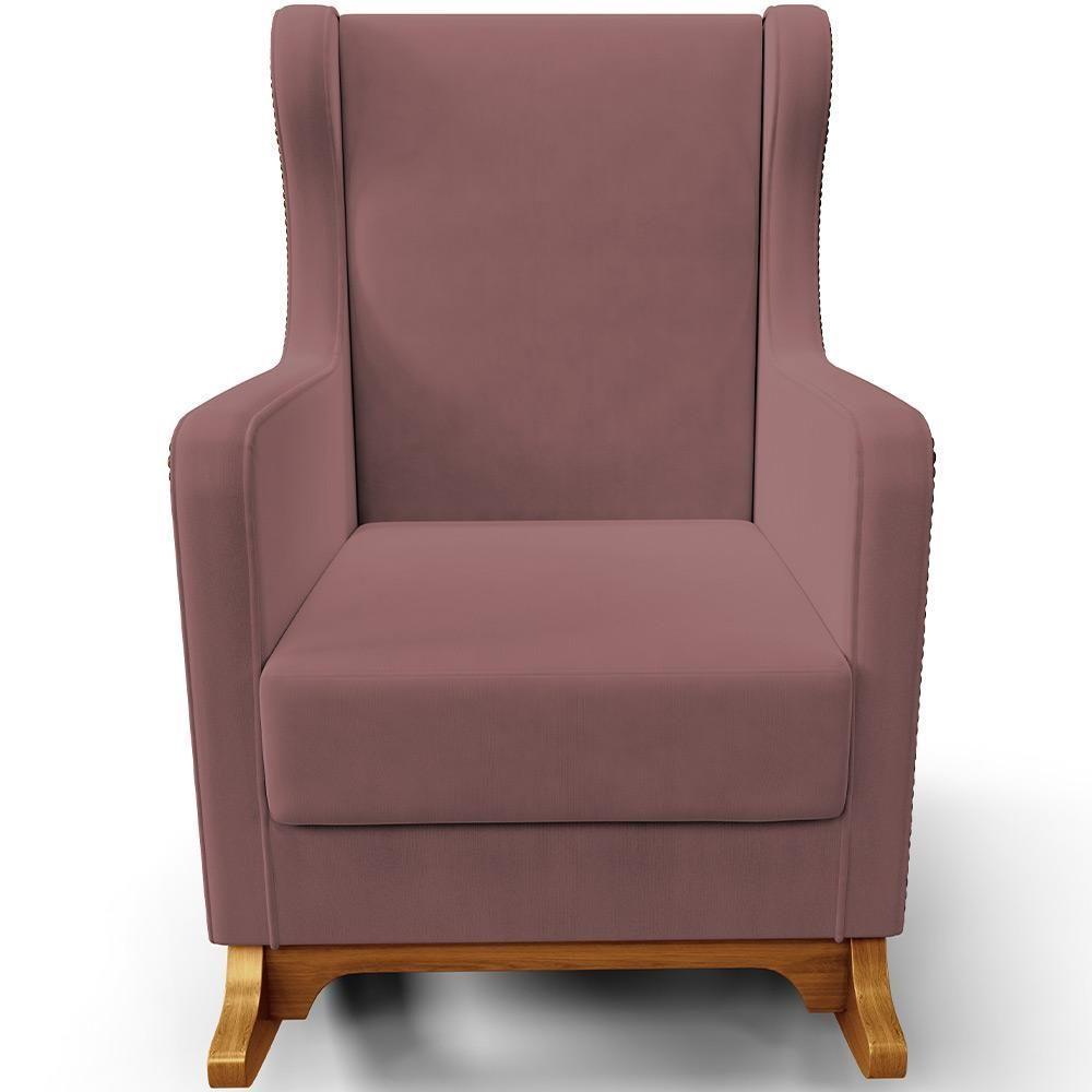 Poltrona De Amamentação Com Balanço Mavie L02 Suede Rosê - Lyam Decor - 5