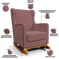 Poltrona De Amamentação Com Balanço Mavie L02 Suede Rosê - Lyam Decor - 7