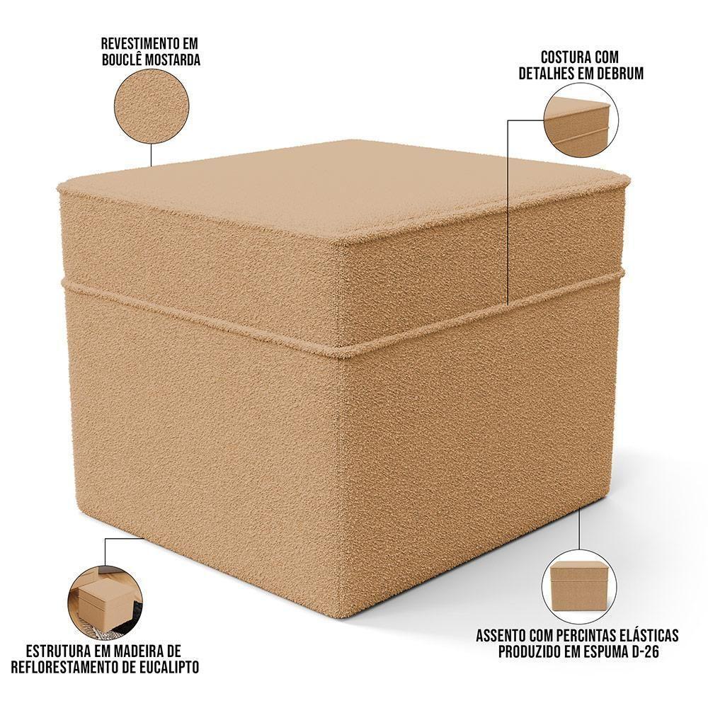 Poltrona De Amamentação Com Balanço E Puff Mavie L02 Bouclê Mostarda - Lyam Decor - 7