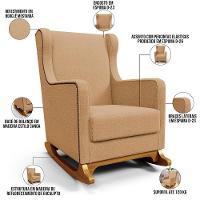 Poltrona De Amamentação Com Balanço E Puff Mavie L02 Bouclê Mostarda - Lyam Decor - 8