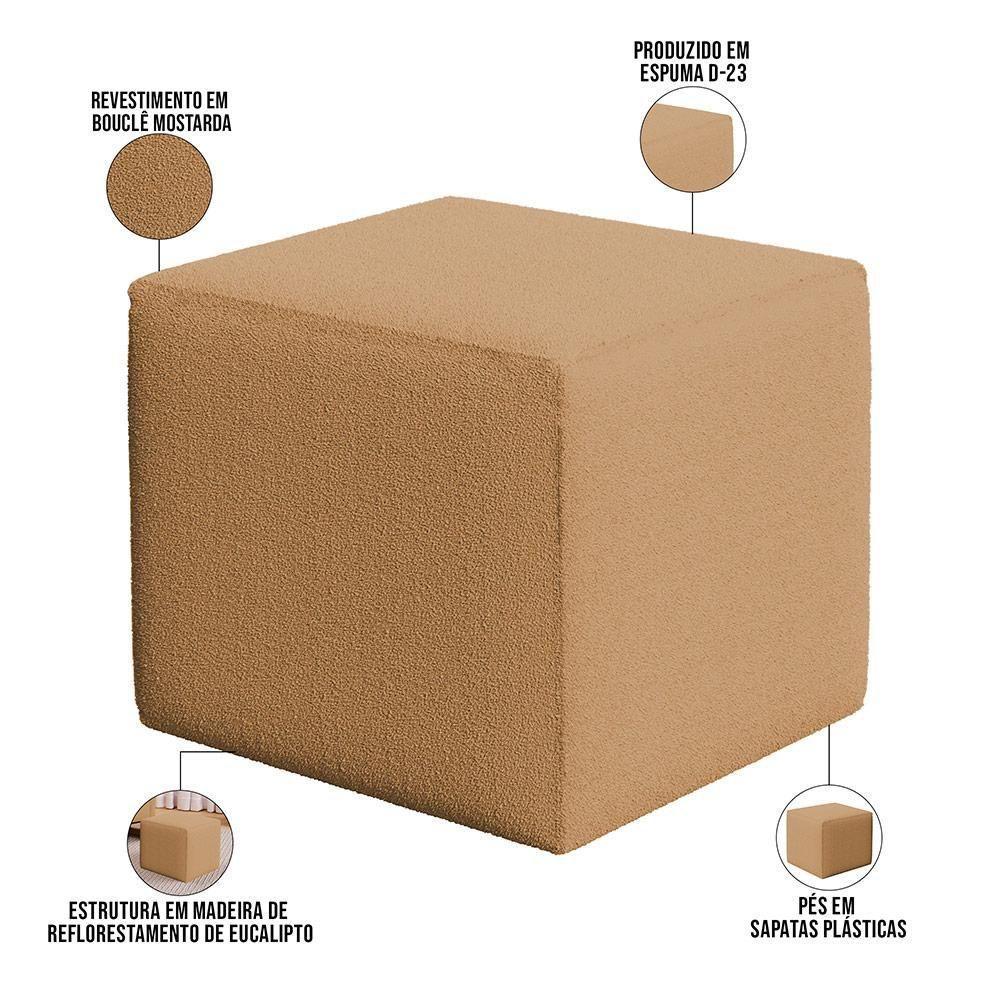 Poltrona De Amamentação Com Balanço E Puff Ravena W01 Bouclê Mostarda - Lyam Decor - 5