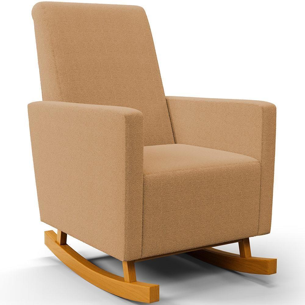 Poltrona De Amamentação Com Balanço E Puff Ravena W01 Bouclê Mostarda - Lyam Decor - 8