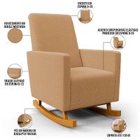 Poltrona De Amamentação Com Balanço E Puff Ravena W01 Bouclê Mostarda - Lyam Decor - 10