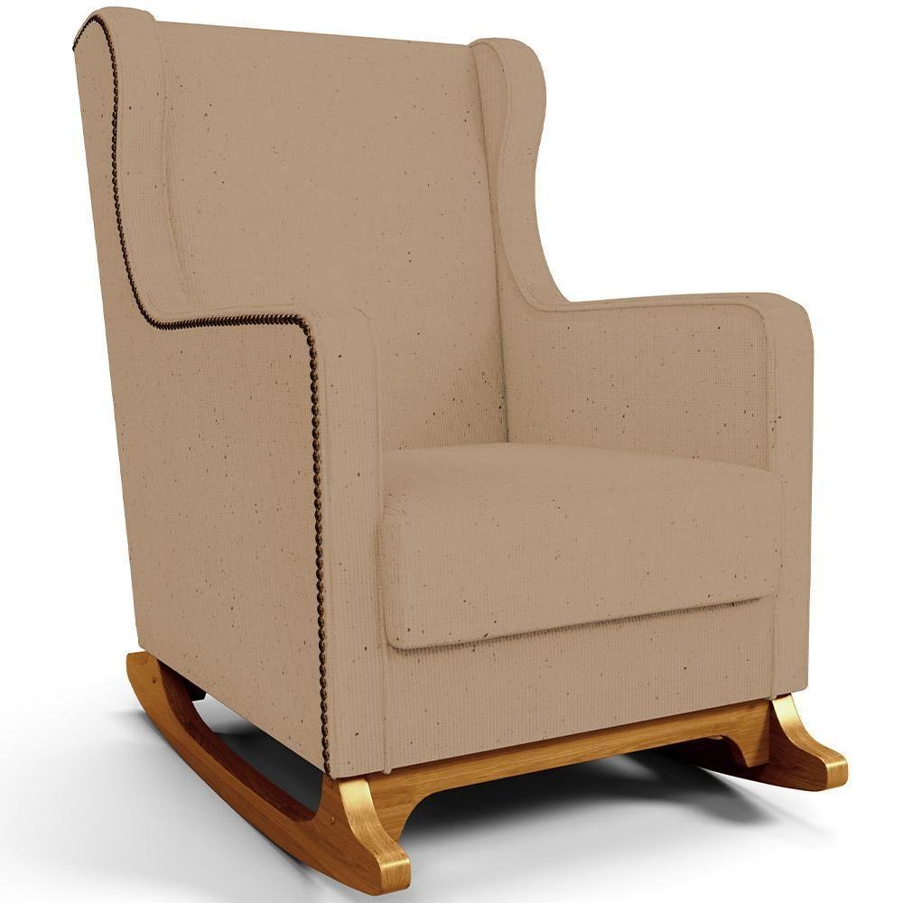 Poltrona De Amamentação Com Balanço Mavie L02 Linho Bege Escuro - Lyam Decor - 1