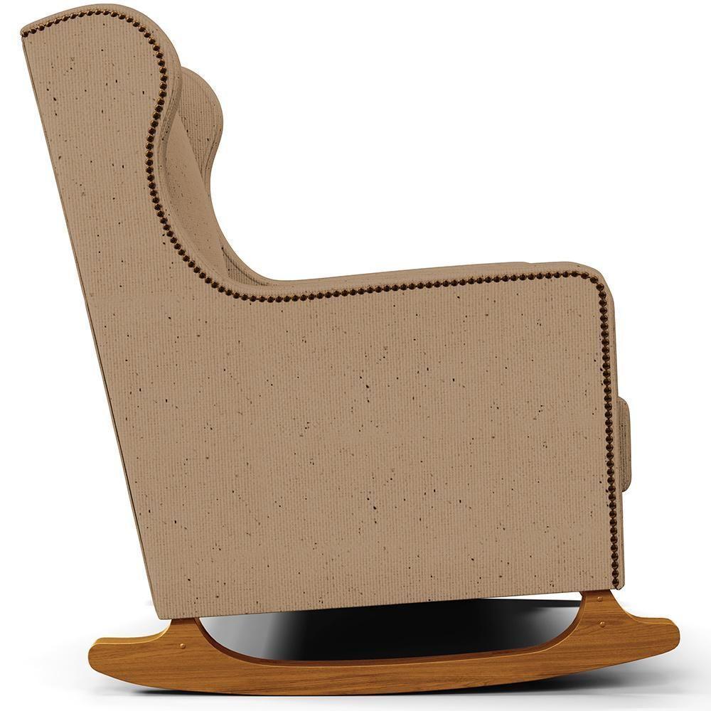 Poltrona De Amamentação Com Balanço Mavie L02 Linho Bege Escuro - Lyam Decor - 4