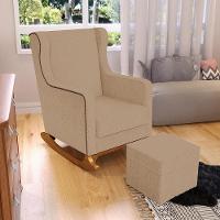 Poltrona De Amamentação Com Balanço Mavie L02 Linho Bege Escuro - Lyam Decor - 7