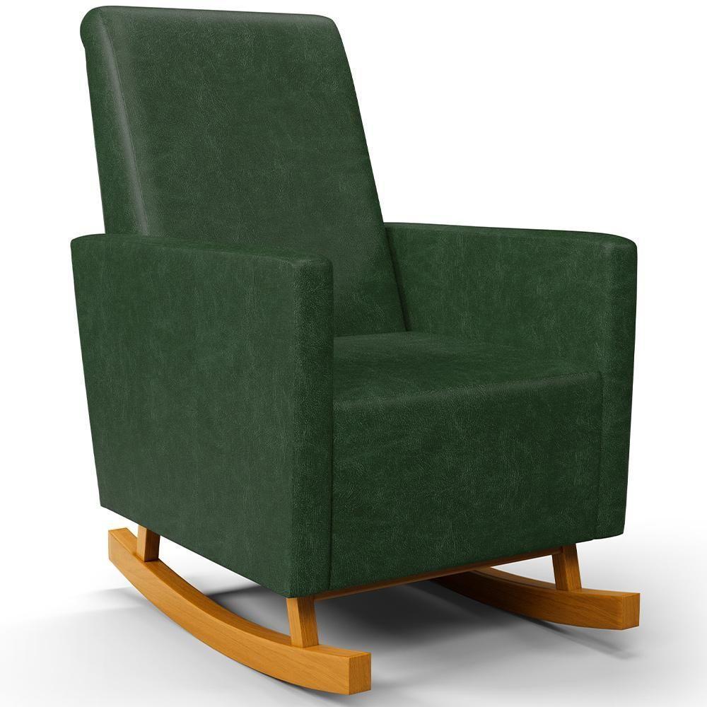 Poltrona De Amamentação Com Balanço Ravena W01 Couríssimo Verde Musgo - Lyam Decor - 1