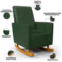 Poltrona De Amamentação Com Balanço Ravena W01 Couríssimo Verde Musgo - Lyam Decor - 6