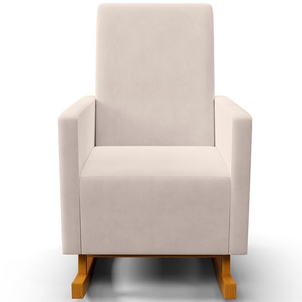 Poltrona De Amamentação Com Balanço Ravena W01 Suede Bege - Lyam Decor - 2