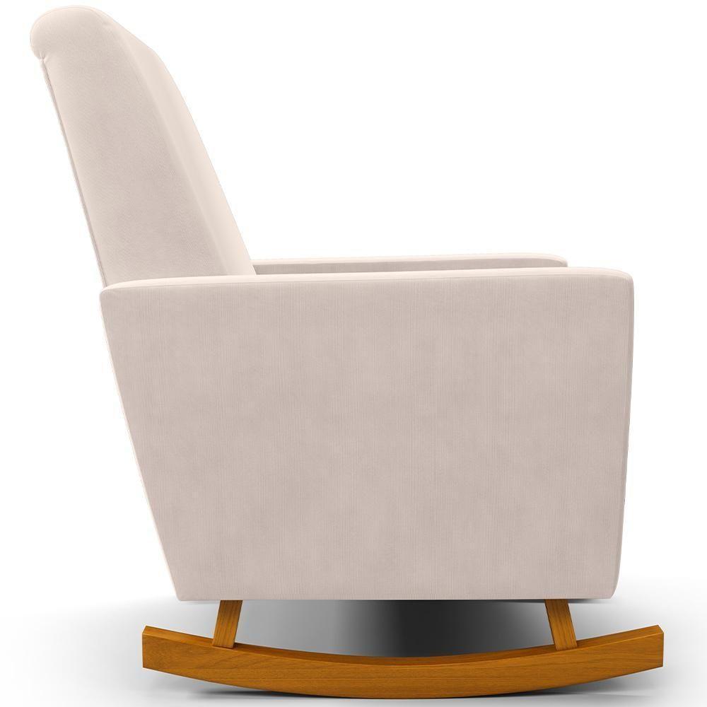 Poltrona De Amamentação Com Balanço Ravena W01 Suede Bege - Lyam Decor - 5