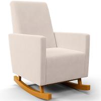 Poltrona De Amamentação Com Balanço Ravena W01 Suede Bege - Lyam Decor - 1