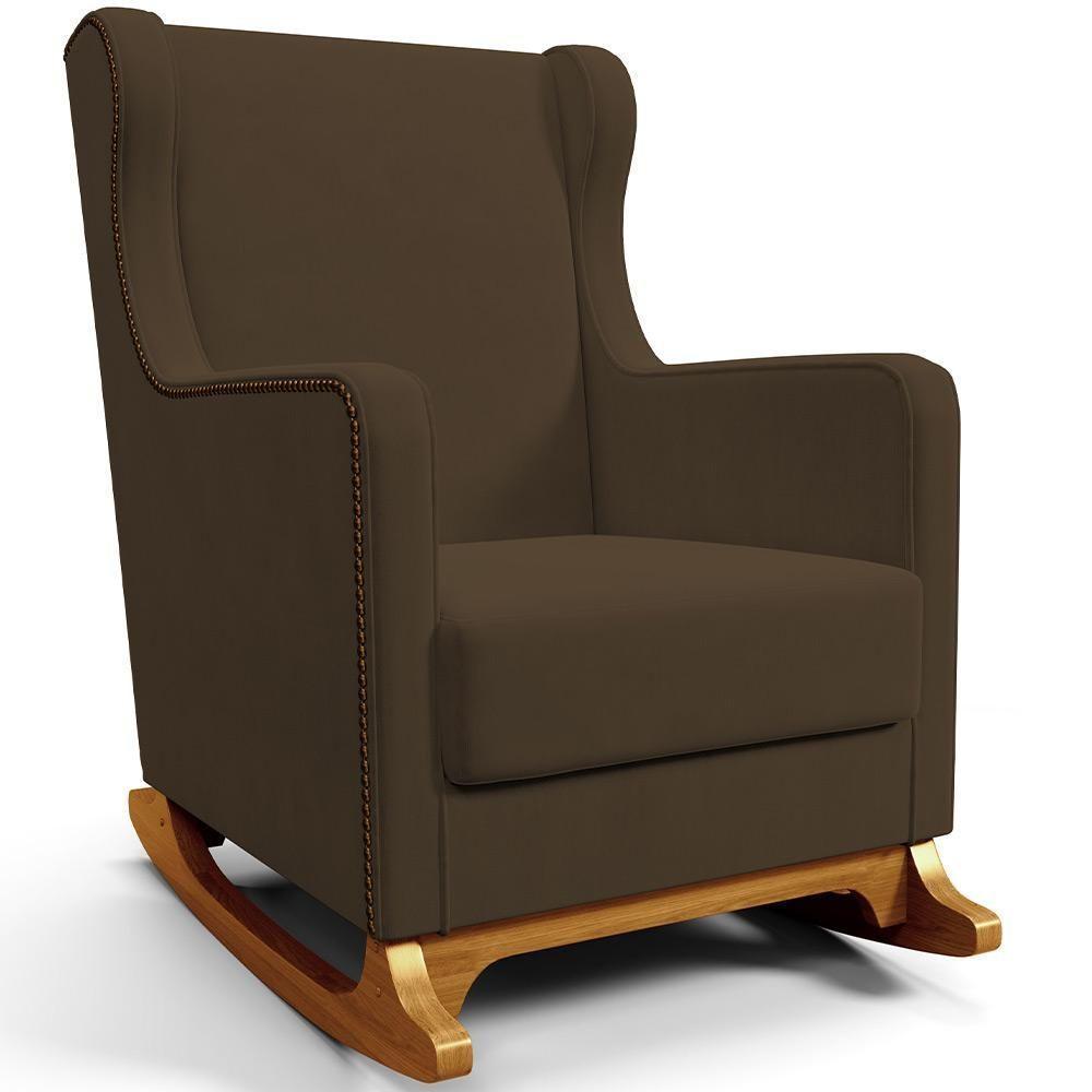 Poltrona De Amamentação Com Balanço Mavie L02 Suede Marrom - Lyam Decor - 1