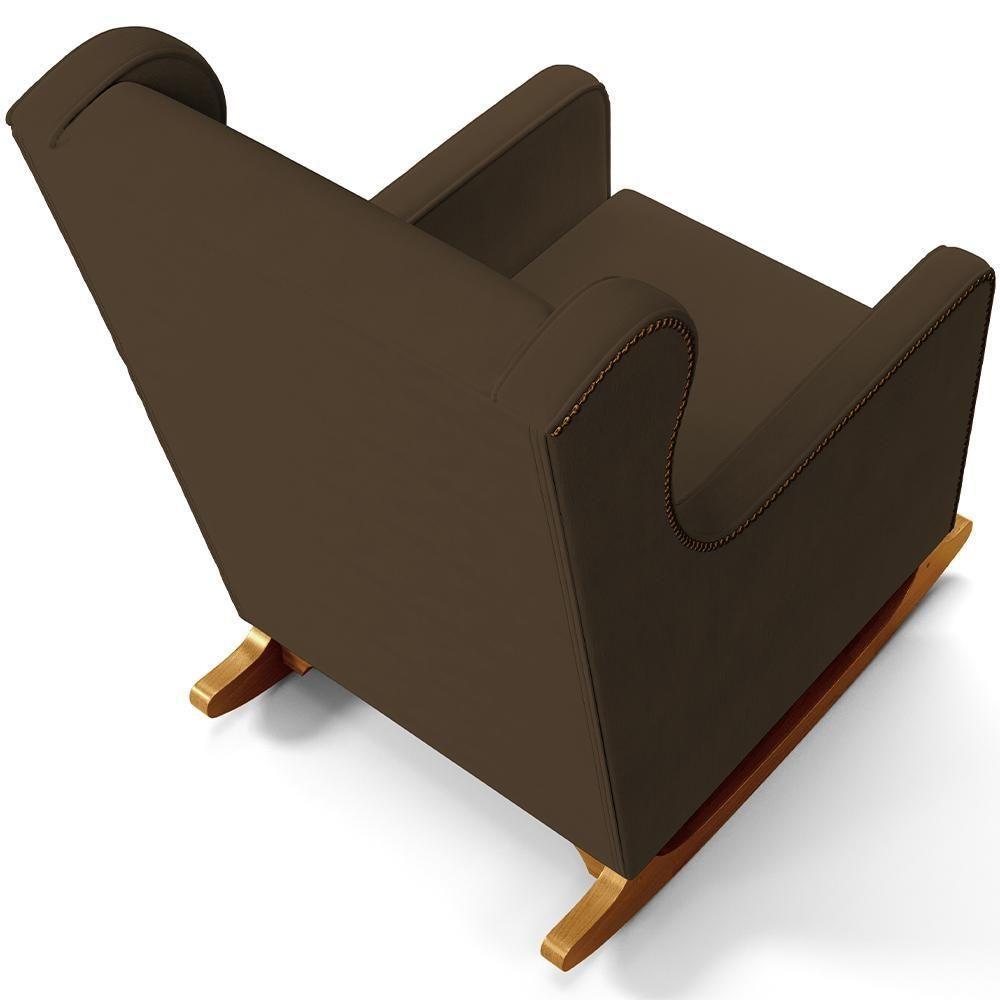 Poltrona De Amamentação Com Balanço Mavie L02 Suede Marrom - Lyam Decor - 4