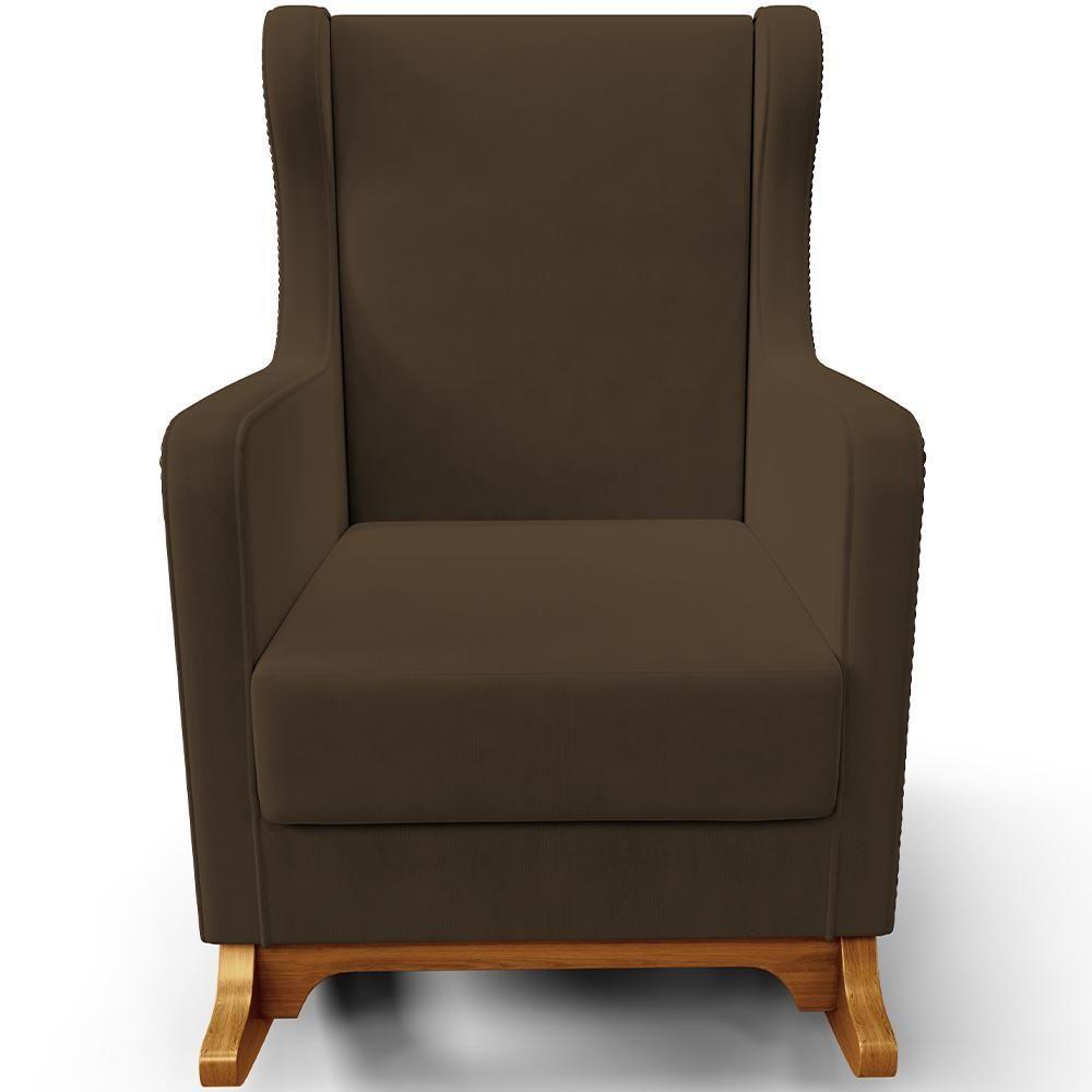 Poltrona De Amamentação Com Balanço Mavie L02 Suede Marrom - Lyam Decor - 5