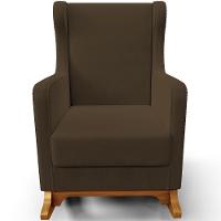 Poltrona De Amamentação Com Balanço Mavie L02 Suede Marrom - Lyam Decor - 5