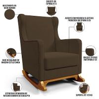 Poltrona De Amamentação Com Balanço Mavie L02 Suede Marrom - Lyam Decor - 7