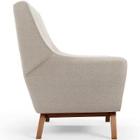 Poltrona Decorativa Fixa Base De Madeira Castanho Juliet D02 Bouclê Creme B-54 - Lyam Decor - 2