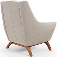 Poltrona Decorativa Fixa Base De Madeira Castanho Juliet D02 Bouclê Creme B-54 - Lyam Decor