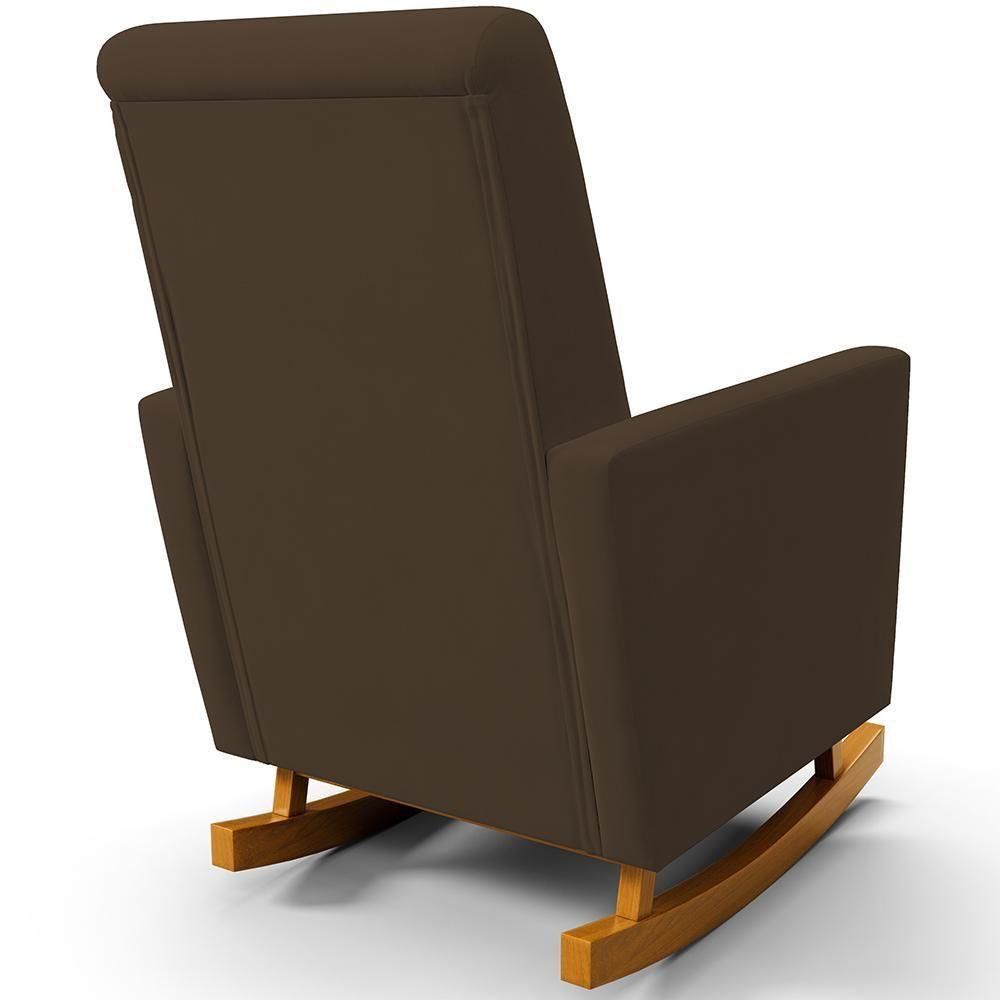 Poltrona De Amamentação Com Balanço E Puff Ravena W01 Suede Marrom - Lyam Decor - 2