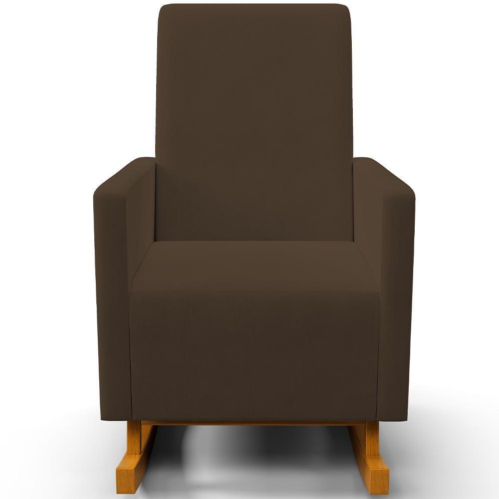 Poltrona De Amamentação Com Balanço E Puff Ravena W01 Suede Marrom - Lyam Decor - 7