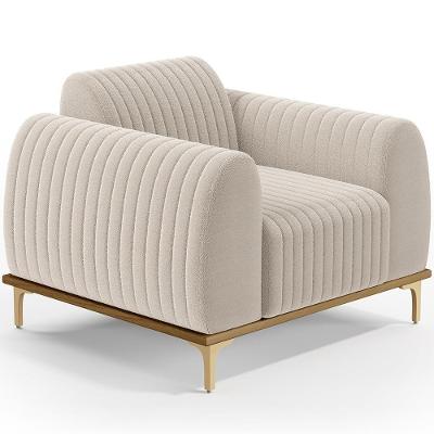 Poltrona Decorativa Molino D02 Bouclê Creme B-54 Bege Lyam Decor