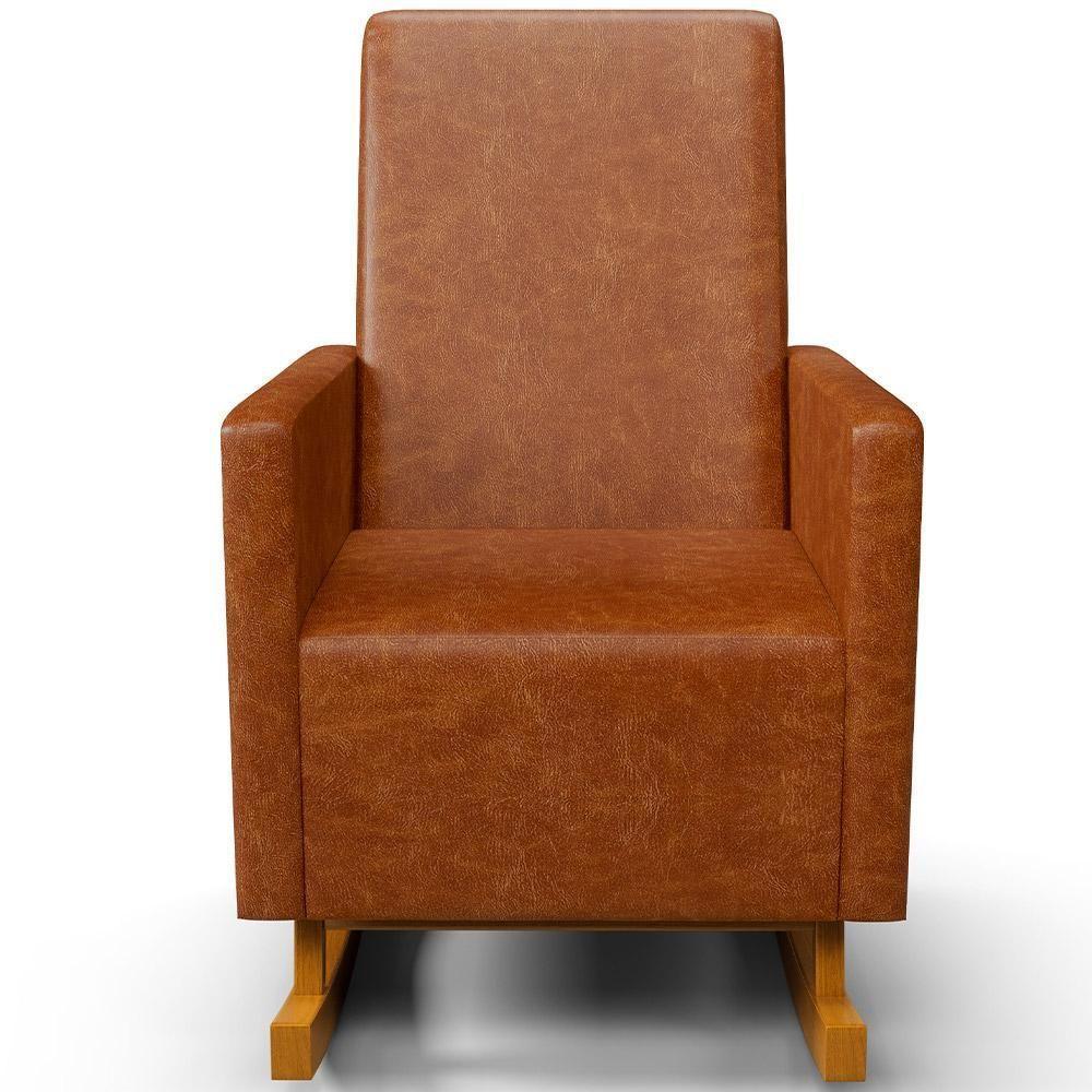 Poltrona De Amamentação Com Balanço Ravena W01 Couríssimo Camel - Lyam Decor - 5