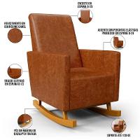 Poltrona De Amamentação Com Balanço Ravena W01 Couríssimo Camel - Lyam Decor - 7