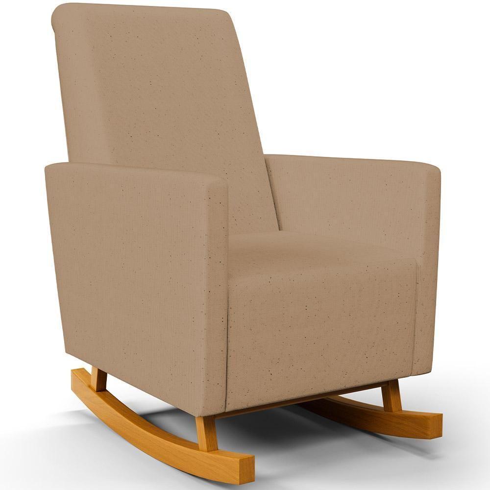 Poltrona De Amamentação Com Balanço Ravena W01 Linho Bege Escuro - Lyam Decor - 1