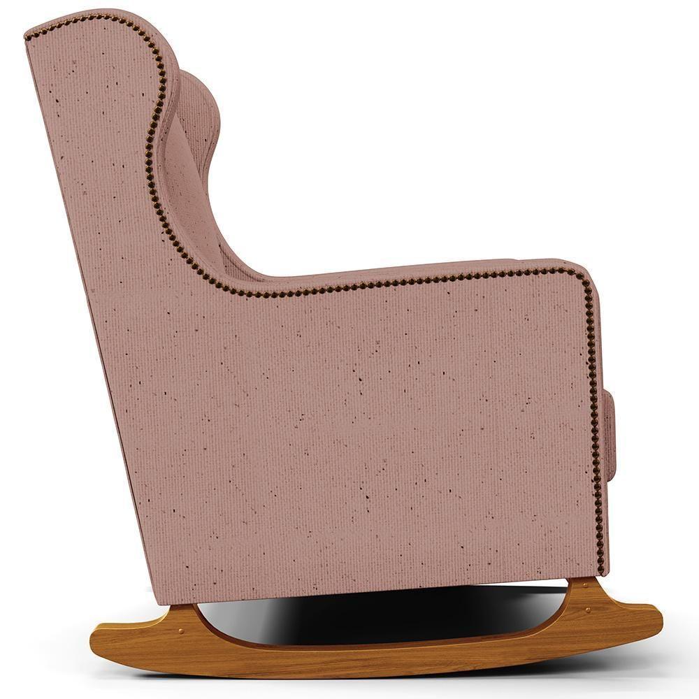 Poltrona De Amamentação Com Balanço Mavie L02 Linho Rosê - Lyam Decor - 4