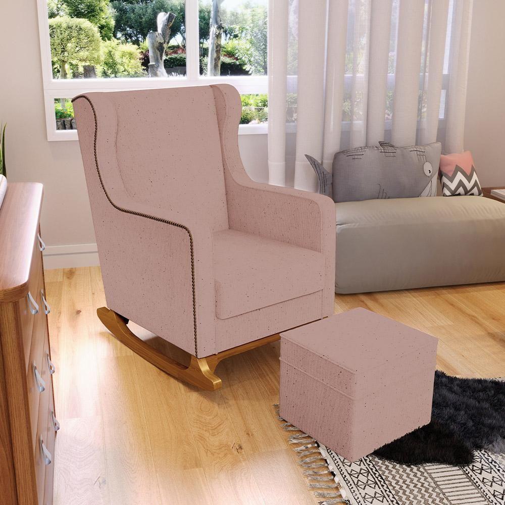 Poltrona De Amamentação Com Balanço Mavie L02 Linho Rosê - Lyam Decor - 6