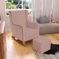 Poltrona De Amamentação Com Balanço Mavie L02 Linho Rosê - Lyam Decor - 6