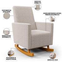 Poltrona De Amamentação Com Balanço Ravena W01 Bouclê Creme - Lyam Decor - 7