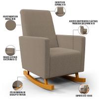 Poltrona De Amamentação Com Balanço Ravena W01 Bouclê Bege - Lyam Decor - 7