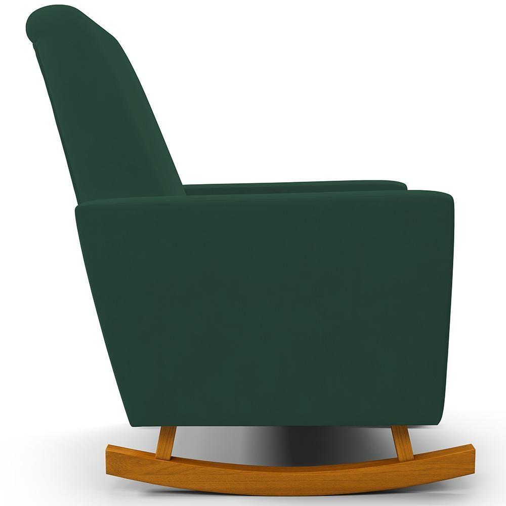 Poltrona De Amamentação Com Balanço Ravena W01 Suede Verde - Lyam Decor - 2