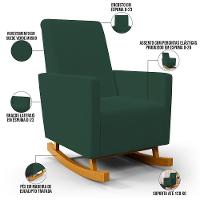 Poltrona De Amamentação Com Balanço Ravena W01 Suede Verde - Lyam Decor - 6