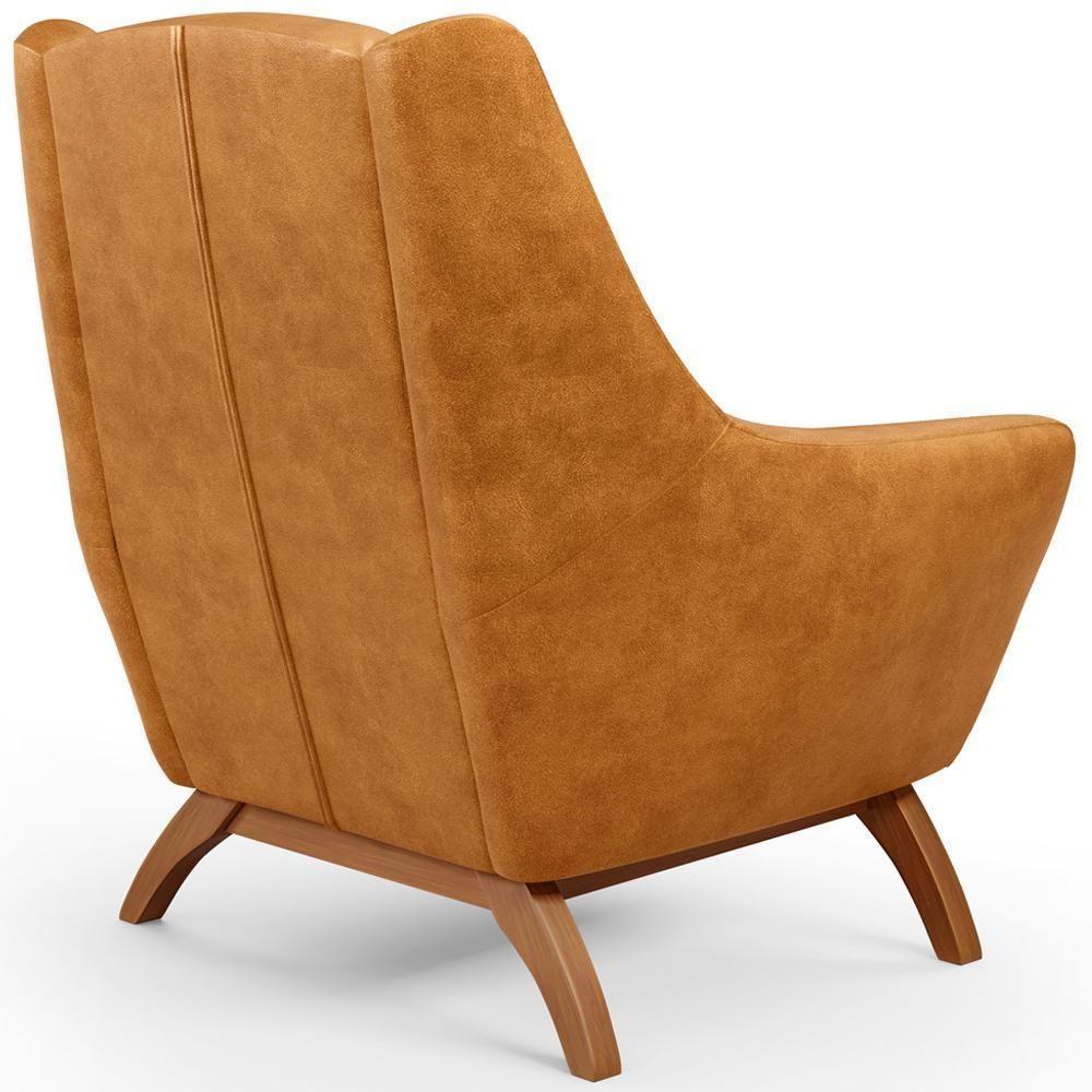 Poltrona Decorativa Fixa Base De Madeira Castanho Juliet D02 Couríssimo Whisky B-90 - Lyam Decor - 4