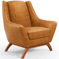 Poltrona Decorativa Fixa Base De Madeira Castanho Juliet D02 Couríssimo Whisky B-90 - Lyam Decor - 1